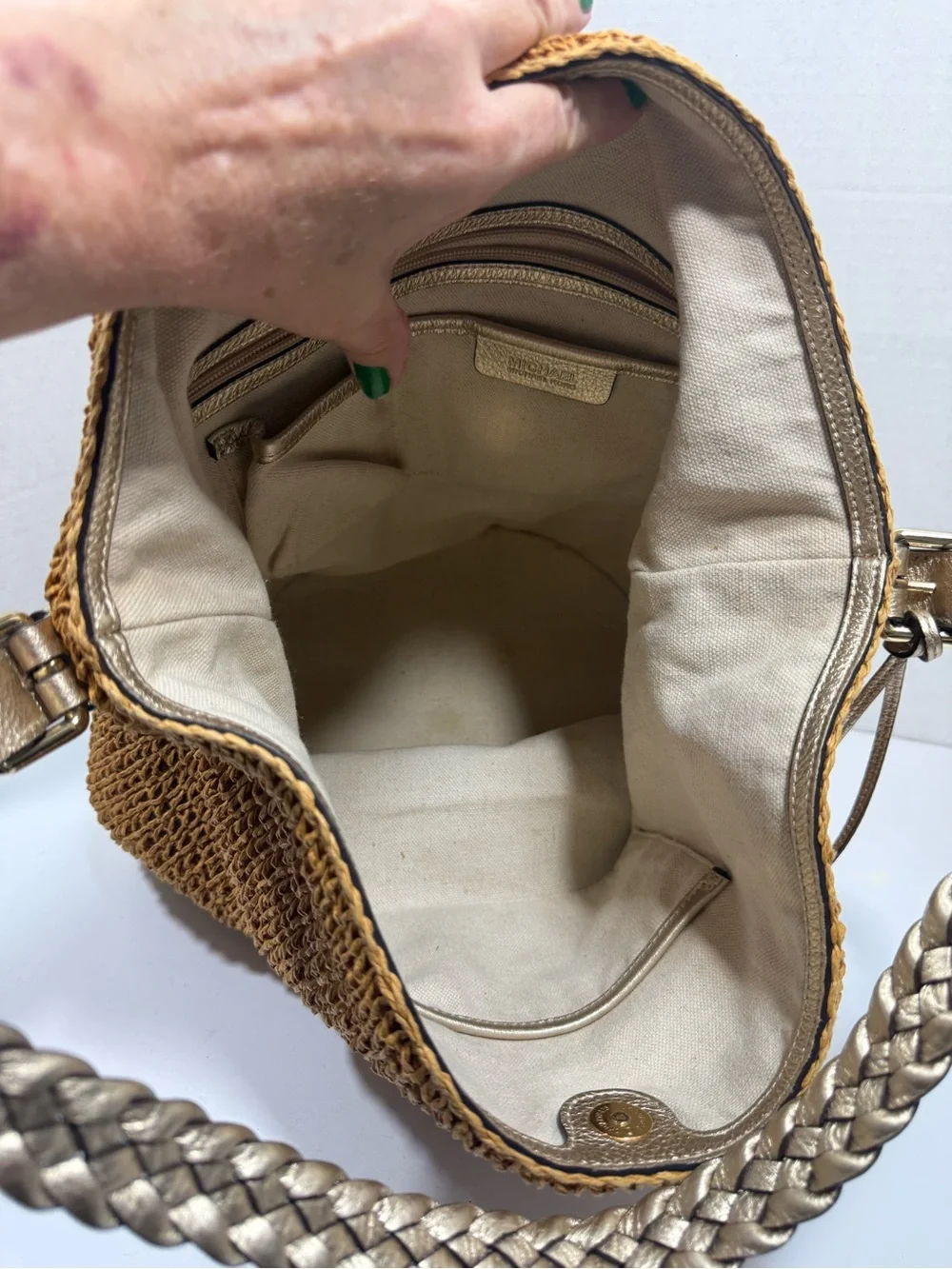 Michael Kors Woven Shoulder Bucket Bag